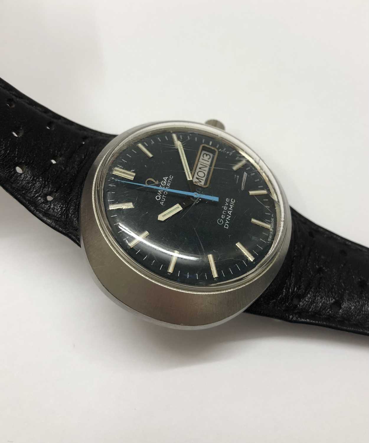 A stainless steel 'Dynamic' automatic wristwatch by Omega, circa 1970, the circular dial with - Image 5 of 8