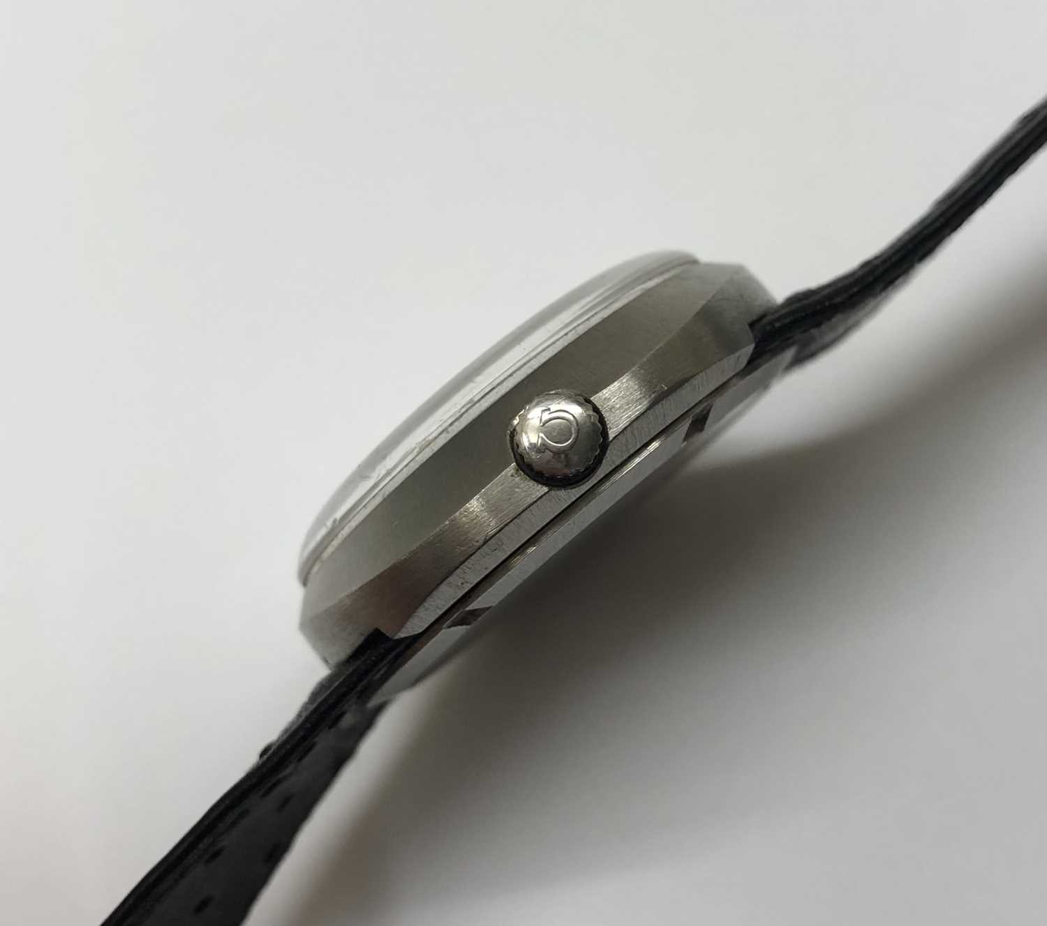 A stainless steel 'Dynamic' automatic wristwatch by Omega, circa 1970, the circular dial with - Image 6 of 8