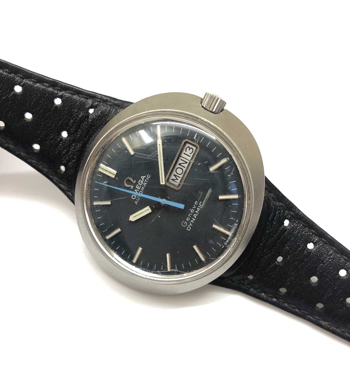 A stainless steel 'Dynamic' automatic wristwatch by Omega, circa 1970, the circular dial with - Image 4 of 8