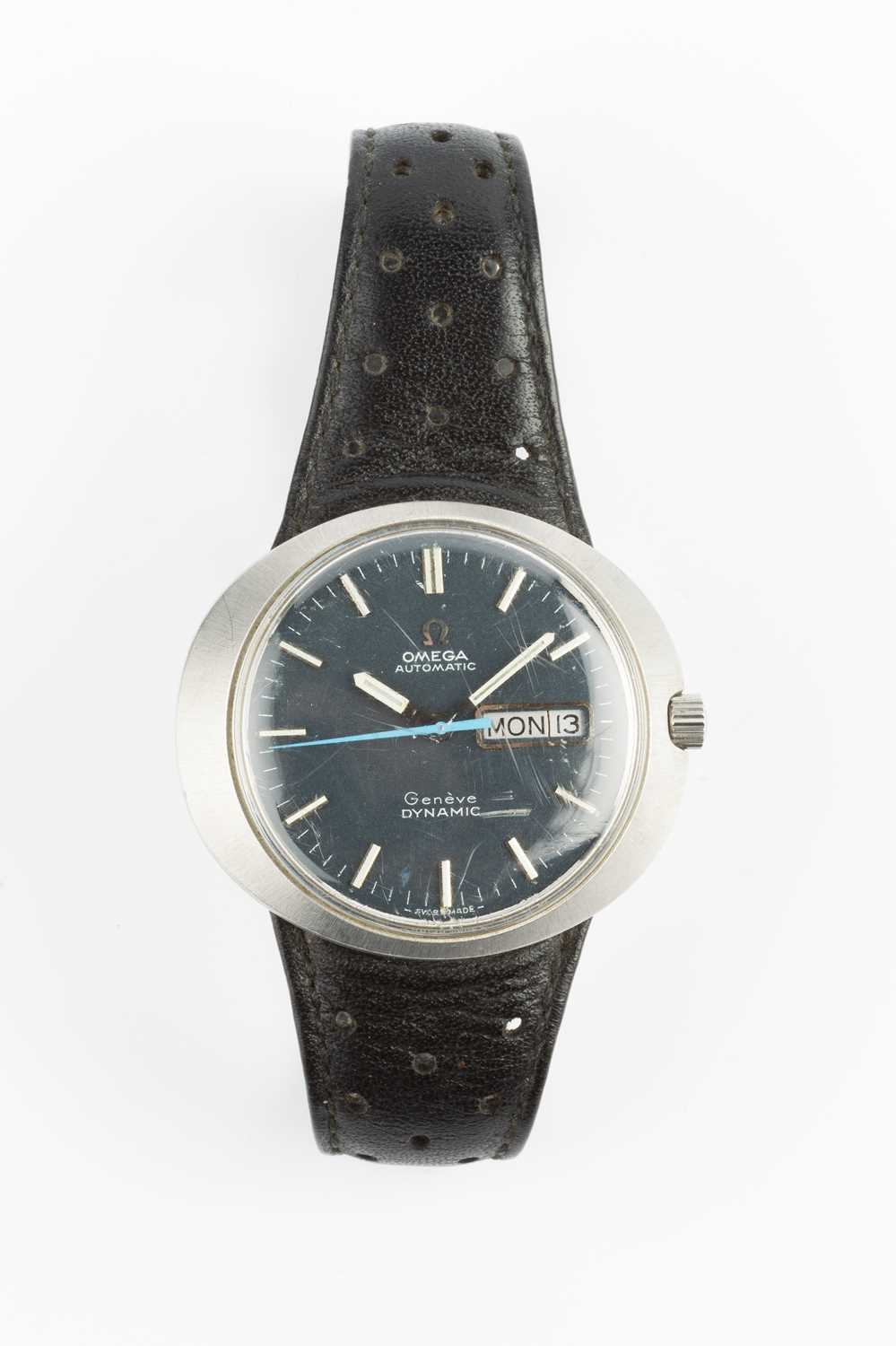A stainless steel 'Dynamic' automatic wristwatch by Omega, circa 1970, the circular dial with - Image 2 of 8