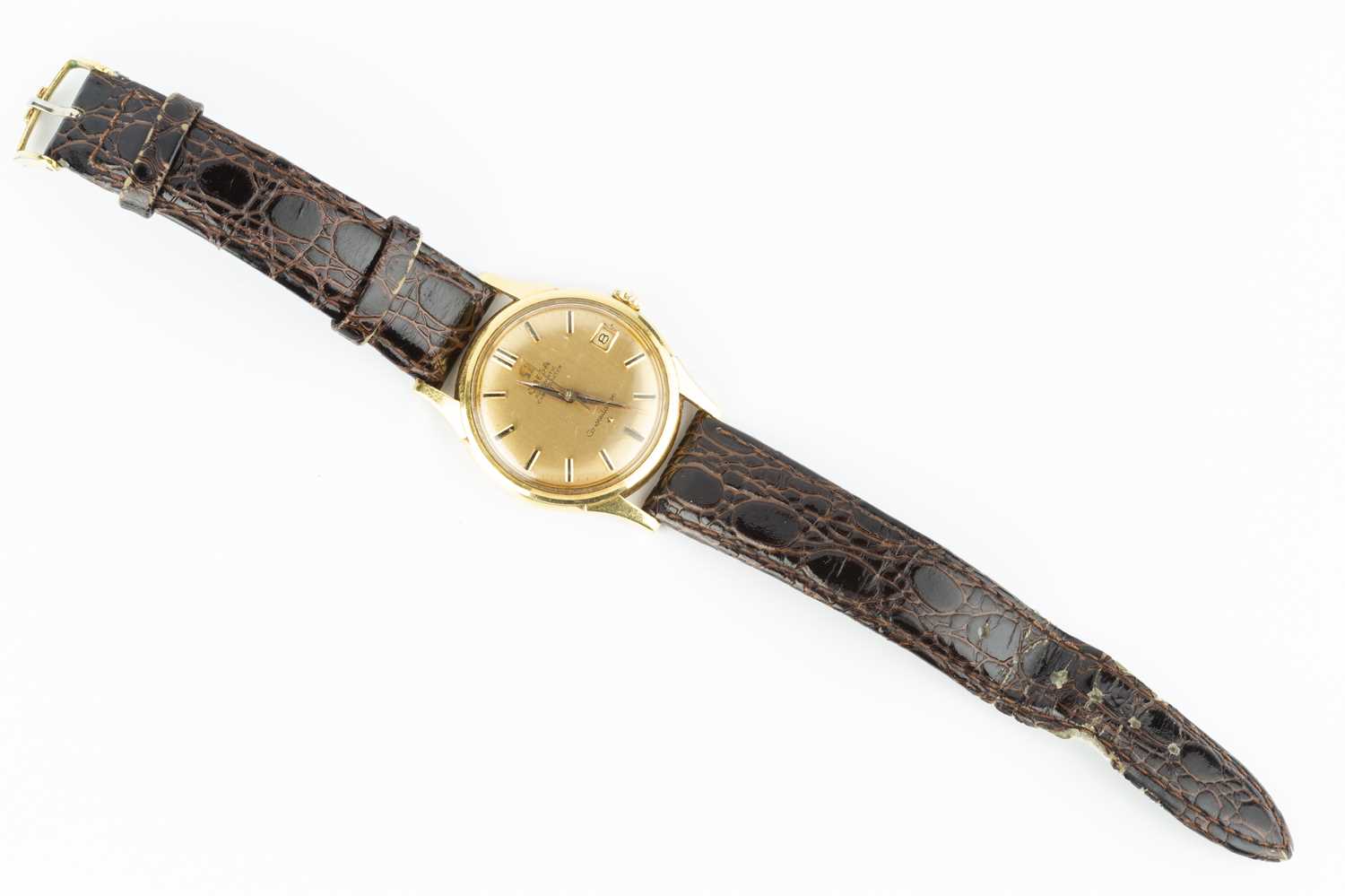 A 'Constellation' automatic wristwatch by Omega, the circular gilt dial with black baton markers, - Image 3 of 12