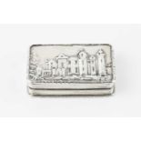 An early Victorian silver castle top vinaigrette, relief decorated with a view of Abbotsford