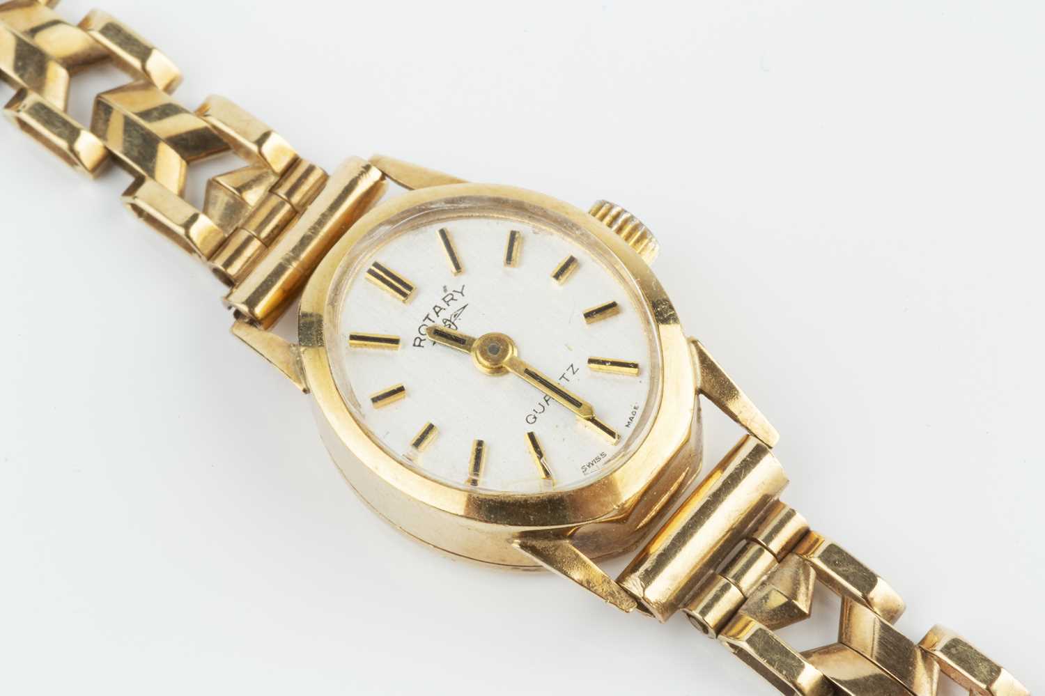 A lady's 9ct gold bracelet watch by Rotary, the oval silvered dial with baton markers, to a quartz - Image 3 of 3