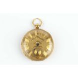 An early Victorian 18ct gold open face pocket watch, the gilt dial with Roman numerals and
