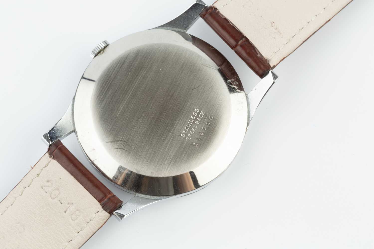 A stainless steel 'Grand Prix' wristwatch by Vulcain, the circular silvered dial with Arabic - Image 3 of 5