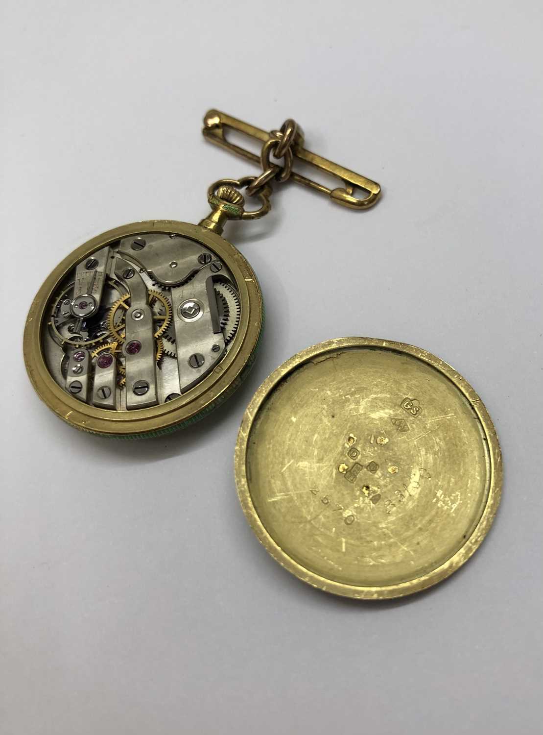 An early 20th century enamel and diamond set fob watch, the circular silvered dial with stylized - Image 5 of 5