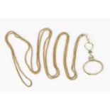A fancy-link long chain, the swivel clasp stamped '9c', the loop fitting stamped '9 .375',