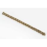 9ct gold fancy-link bracelet, the double row belcher-link bracelet with part textured finish,