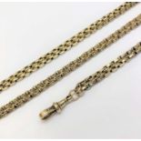 A 19th century guard chain, of belcher-link design, stamped '9C', with swivel clasp stamped '9CT',