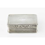 A George III silver gilt rectangular box, with engine turned top and base, reeded slightly concave