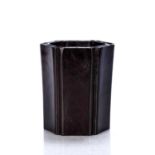 Hardwood hexagonal brush pot Chinese of hexagonal fluted form, 15.5cm high x 12.5cm wideCondition