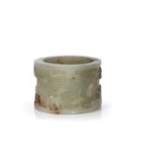 Jade ring/archers ring Chinese, 18th/19th Century carved depicting a landscape containing a