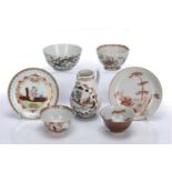 Group of pieces Chinese, 18th Century to include a Chinese Meissen style tea bowl and saucer with du