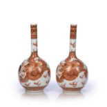 Pair of bottle vases Chinese, 20th Century decorated with dragons chasing the flaming pearl, with