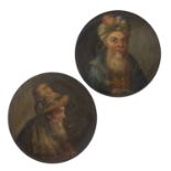 19th Century Continental School Pair of studies of Middle Eastern gentlemen, one wearing a turban,