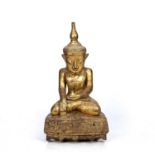 Giltwood seated Buddha Burmese, 18th/19th Century the seated figure with legs crossed, sat upon a