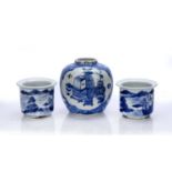 Pair of blue and white miniature jardinieres Chinese, 19th century decorated to the exterior with