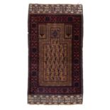 Beluch prayer rug with central panel within a stylised foliate border, 138cm x 76cmCondition report: