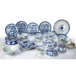 Group of pieces Chinese to include a Kangxi blue and white cover, 13cm across, an Indian blue and