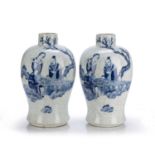 Pair of crackleware vases Chinese, 19th Century each with a scholar and lady playing chequers
