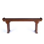 Hardwood altar table Chinese, 20th Century with fluted supports, 216cm long x 36cm deep x 84cm