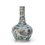 Famille verte bottle vase Chinese, 19th Century painted in enamels with various figures on a