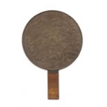 Bronze mirror Japanese, Meiji period with herons and pine trees, 31cm Condition report: Generally