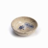 Crackleware bowl Korean, 18th Century decorated in blue with flowers, leaves, and vines, 15.5cm