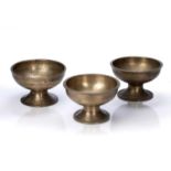 Three chalice bowls Tibetan, 16th to 19th Century the first bowl C# 4th octave 272Hz, F# 6th