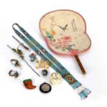 Group of small items Chinese and others to include an ivory circular box, three hardstone seals, a