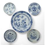 Blue and white charger Chinese, Qianlong period decorated to the centre with flowers growing from
