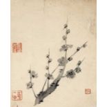 Attributed to Jin Nong (Chinese, 1687-1763) Pair of album studies, ink and watercolour on paper,