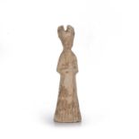 Pottery figure Chinese, Tang dynasty the female figure with hands held at the front, 24.5cmCondition