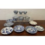 Collection of blue and white tea bowls and saucers Chinese, Kangxi and later comprising of seven