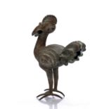 Copper incense burner in the form of a bird Indo-Persian the standing bird with head turned to the