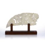 Warring States style fossilised style plaque Chinese creamy-thin jade bird's wing style plaque