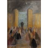Eilidh Barnardo (1911-1994) Gateway to the City of Meknes, Morocco, oil/pastel, label verso