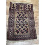 Beluch prayer rug North East Persia circa 1900, 117cm x 72cm Ex Samarkand Galleries, July 1991