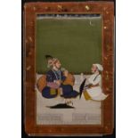 Sikh School painting Indian of Guru talking with a disciple, framed and glazed, 25cm x 17cmCondition