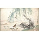 Attributed to He Chong (Chinese, 1807-1883) Watercolour study of birds and ducks, signed with red