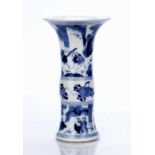 Blue and white vase Chinese, Kangxi Period the exterior with a top panel depicting a figure on a