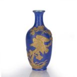 Blue ground vase Chinese, 19th/20th Century the incised heavily potted vase set in gilt relief