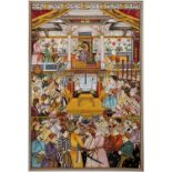 Miniature Painting Indian depicting Shah Jahan in darbar, 30.5cm x 20cmCondition report: At present,