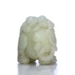 Jade carving Chinese depicting two boys riding an elephant, 8cm high x 6cm acrossCondition report: