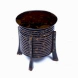 Lacquer Hokai box Japanese, Meiji period with reeded centre and on splayed legs, 36cm diameter x