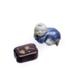 Wood netsuke Japanese, mid Meiji period in the form of a Hako (box) with sliding cover lacquered