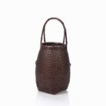 Woven bamboo ikebana basket Japanese with a long looped handle, 42.5cm high Provenance: Property