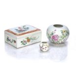 Group of famille rose porcelain Chinese, Republic period comprising of a lidded box decorated with