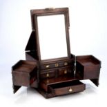 Hardwood travelling box Chinese, 19th Century with mirror and brass fittings, containing drawers and