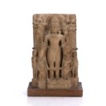 Red sandstone model of Laskhminarayana and attendants North India, possibly 11th/12th Century on a